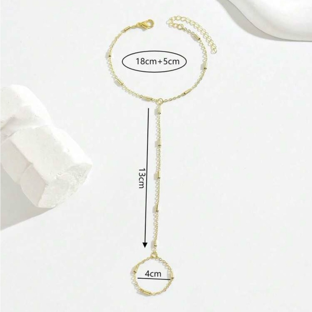 Gold Tone Hand Chain Bracelet - Picture 5 of 5